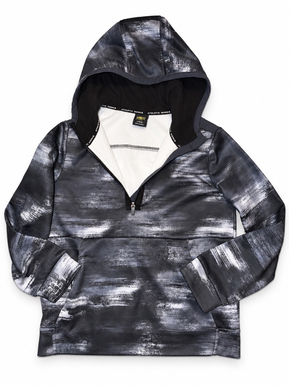 Athletic Works Black and Gray Brushstroke Kids Half-Zip Hoodie